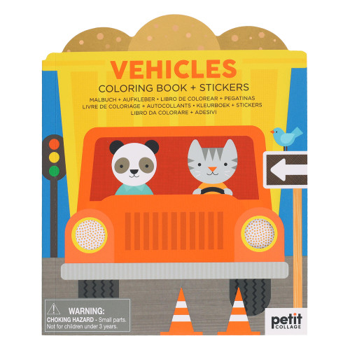 Vehicles Coloring Book + Stickers by Petit Collage, 9781797229348