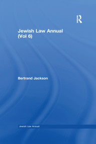 Jewish Law Annual (Vol 6) - 9780367605834 by Bertrand Jackson, 9780367605834