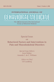 Behavioral Factors and Interventions in Pain and Musculoskeletal Disorders (A Special Issue of the International Journal of Behavioral Medicine) by Joost Dekker, Amanda C. de C. Williams, 9780805897241
