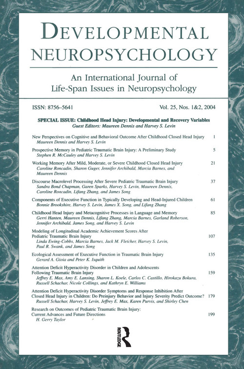 Childhood Head Injury (Developmental and Recovery Variables: A Special Double Issue of Developmental Neuropsychology) by Maureen Dennis, Harvey S. Levin, 9780805895643