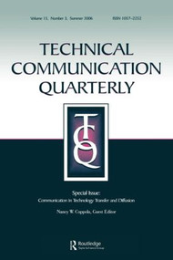 Communication Technology Transfer&Diffusion Tcq 15#3 by Nancy W. Coppola, 9780805893755