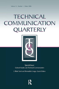 Cultural Studies And Technical Communication Tcq V15#1 by Mark Zachry, 9780805894059