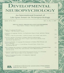 Origins of Language Disorders (A Special Issue of developmental Neuropsychology) by Donna J. Thal, Judith S. Reilly, 9780805898538