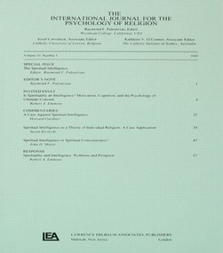Spiritual Intelligence (A Special Issue of the International Journal for the Psychology of Religion) - 9780805897609 by Raymond F. Paloutzian, 9780805897609