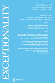 Academic Strategy Instruction (A Special Issue of Exceptionality) by Edwin S. Ellis, Marcia L. Rock, 9780805896244