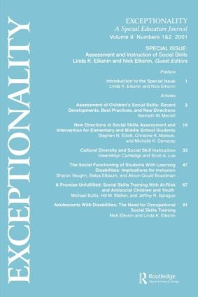 Assessment and Instruction of Social Skills (A Special Double Issue of Exceptionality) - 9780805897203 by Linda K. Elksnin, 9780805897203
