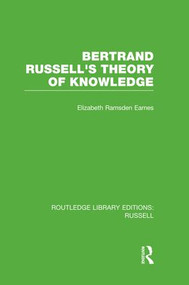 Bertrand Russell's Theory of Knowledge - 9781138008175 by Elizabeth Ramsden Eames, 9781138008175