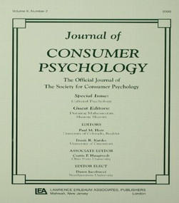 Cultural Psychology (A Special Issue of the journal of Consumer Psychology) by Durairaj Maheswaran, Sharon Shavitt, 9780805897777