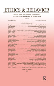 Employee Relations Ethics (A Special Issue of ethics & Behavior) by Andrew Sikula, Sr., John Sikula, 9780805897265