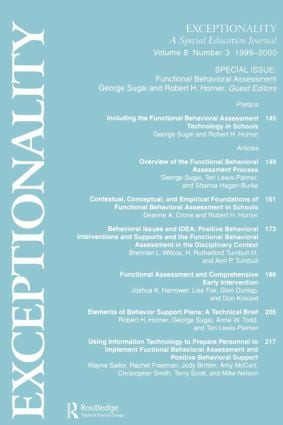 Functional Behavioral Assessment (A Special Issue of exceptionality) by George Sugai, Robert H. Horner, 9780805897326