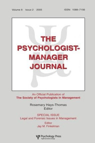 Legal And Forensic Isssues In Management Tpmj V8#2 by Rosemary Hays-Thomas, 9780805893854