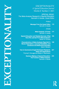 The Meta-Analysis Research in Special Education (A Special Issue of Exceptionality) by Kenneth A. Kavale, 9780805896930