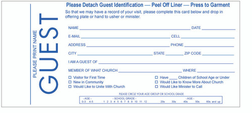 Guest Card with Detachable Name Tag (Package of 100) by Broadman Church Supplies Staff, 9780805474275