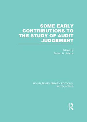 Some Early Contributions to the Study of Audit Judgment (RLE Accounting) - 9781138982536 by Robert Ashton, 9781138982536