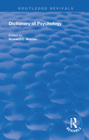 Dictionary of Psychology - 9781138616349 by Howard C. Warren, 9781138616349