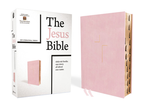 The Jesus Bible, NIV Edition, (With Thumb Tabs to Help Locate the Books of the Bible), Leathersoft over Board, Pink, Thumb Indexed, Comfort Print by Passion Publishing, Louie Giglio, Zondervan, 9780310452300