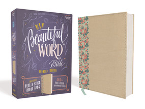 NIV, Beautiful Word Bible, Updated Edition, Peel/Stick Bible Tabs, Leathersoft over Board, Gold/Floral, Red Letter, Comfort Print by Zondervan, 9780310453437