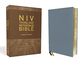 NIV, Thinline Reference Bible (Your Portable Reference Bible), Large Print, Genuine Leather, Buffalo, Blue, Red Letter, Art Gilded Edges, Comfort Print by  Zondervan, 9780310455981