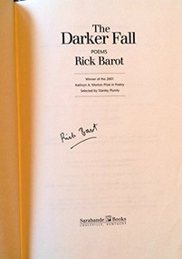 The Darker Fall (Poems) by Rick Barot, Stanley Plumly, 9781889330747