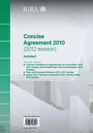 RIBA Concise Agreement 2010 (2012 Revision): Architect by Riba, 9781859464557