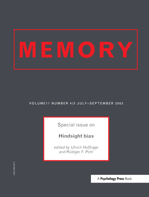 Hindsight Bias (A Special Issue of Memory) by Ulrich Hoffrage, Rüdiger Pohl, 9781841699387