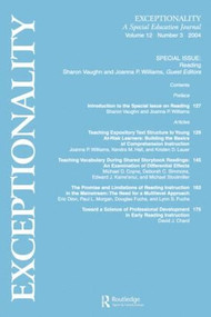 Reading (A Special Issue of Exceptionality) by Sharon R. Vaughn, Joanna P. Williams, 9780805895322