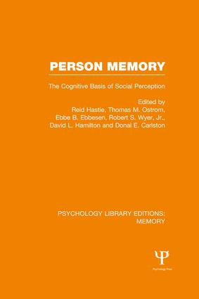 Person Memory (PLE: Memory) (The Cognitive Basis of Social Perception) by Reid Hastie, Thomas Ostrom, Ebbe Ebbesen, Robert Wyer, David Hamilton, Donal Carlston, 9781138978218