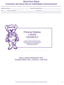 MacArthur Inventario Del Desarrollo de Habilidades Comunicativas (Inventario) (Inventario I: Primeras Palabras y Gestos) by Donna Jackson-Maldonado, Elizabeth Bates, Donna Thal, 9781557666185