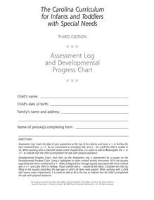 The Carolina Curriculum for Infants and Toddlers with Special Needs (CCITSN) Assessment Log and Developmental Progress Chart by Nancy Johnson-Martin, Susan Attermeier, Bonnie Hacker, 9781557667397