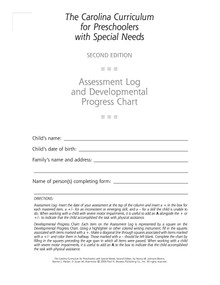 The Carolina Curriculum for Preschoolers with Special Needs (CCPSN) Assessment Log and Developmental Progress Chart by Nancy Johnson-Martin, Bonnie Hacker, Susan Attermeier, 9781557667403