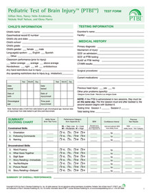 Pediatric Test of Brain Injury™ (PTBI™ ) Test Form by Gillian Hotz, Nancy Helm-Estabrooks, Nickola Nelson, Elena Plante, 9781598571097