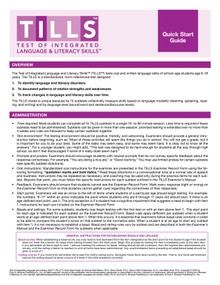 Test of Integrated Language and Literacy Skills™ (TILLS™) Quick Start Guide by Nickola Nelson, Elena Plante, Nancy Helm-Estabrooks, 9781598579147