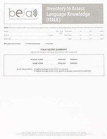 Inventory to Assess Language Knowledge (ITALK) by Elizabeth D. Peña, Vera F. Gutierrez-Clellen, Aquiles Iglesias, Brian A. Goldstein, Lisa Bedore, 9781681252858