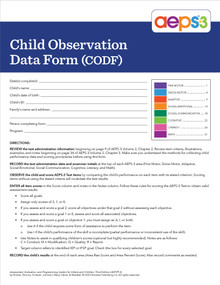 AEPS®-3 Child Observation Data Form by Diane Bricker, Carmen Dionne, Jennifer Grisham, JoAnn Johnson, Marisa Galliano Macy, Kristine Slentz, Misti Waddell, Ching-I Chen, Naomi Rahn, 9781681255279