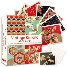 Vintage Kimono, 16 Note Cards (8 illustrations from 1900's Vintage Japanese Kimono Fabrics (Blank Cards with Envelopes in a Keepsake Box)) by Tuttle Studio, 9780804856812