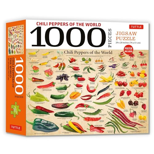 Chili Peppers of the World - 1000 Piece Jigsaw Puzzle (for Adults and Families - Finished Puzzle Size 29 x 20 inch (74 x 51 cm); A3 Sized Poster) by Tuttle Studio, 9780804856751