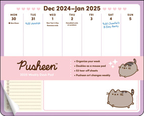 Pusheen 2025 Weekly Desk Pad Calendar by Claire Belton, 9781524887179