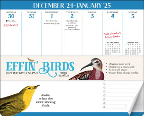 Effin' Birds 2025 Weekly Desk Pad Calendar by Aaron Reynolds, 9781524889401