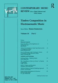 Timbre Composition in Electroacoustic Music by Simon Emmerson, 9783718655724