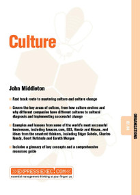 Culture (Organizations 07.04) by John Middleton, 9781841122168