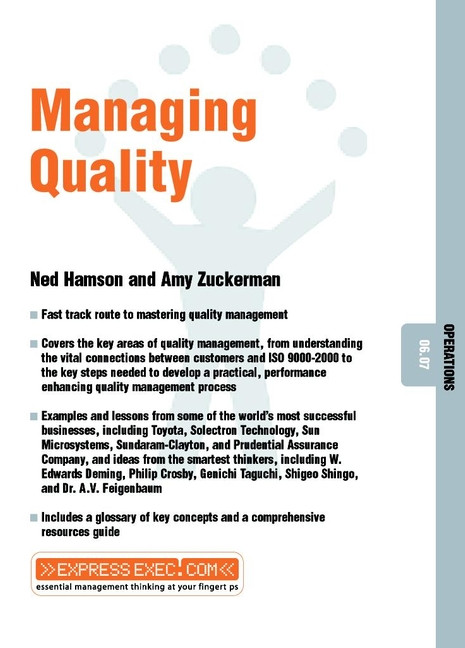 Managing Quality (Operations 06.07) by Amy Zuckerman, Ned Hamson, 9781841122212