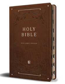 KJV Holy Bible, Giant Print Thinline Large format, Brown Premium Imitation Leather with Ribbon Marker, Red Letter, and Thumb Index by ORIGIN, 9798890980533