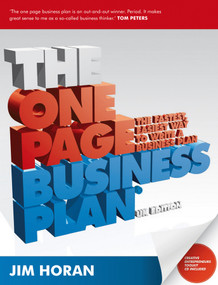 The One Page Business Plan (The Fastest, Easiest Way to Write a Business Plan) by Jane Horan, 9781906465315