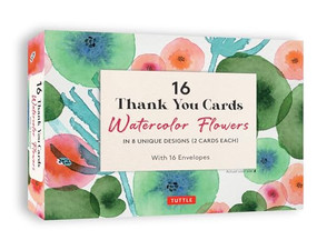 16 Thank You Cards Watercolor Flowers (4 1/2 x 3 inch blank cards in 8 Lovely Designs (2 each) with 16 Envelopes) by Tuttle Studio, 9780804857307