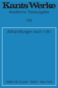 Abhandlungen nach 1781 (German Edition) by Immanuel Kant, 9783110014419