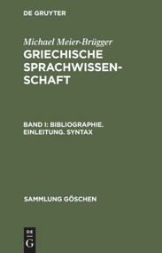 Bibliographie. Einleitung. Syntax (German Edition) by Michael Meier-Brügger, 9783110125504