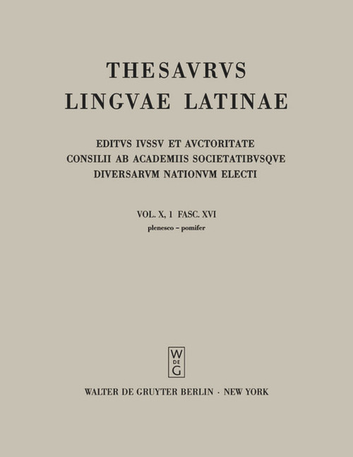 plenesco - pomifer (Latin Edition) by Thesaurusbüro München, Internationale Thesaurus-Kommission, 9783110197884