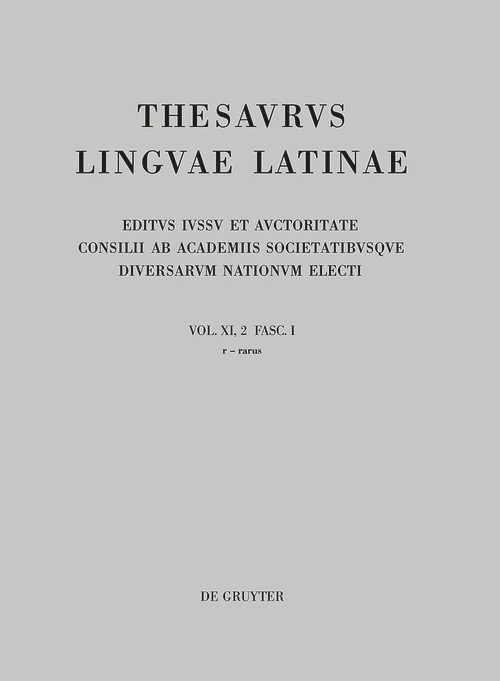 r - rarus (Latin Edition) by Thesaurusbüro München, Internationale Thesaurus-Kommission, 9783110254969