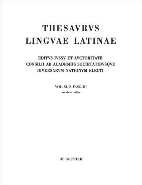 recido - reddo (Latin Edition) by Internationale Thesauruskommission, 9783110345803