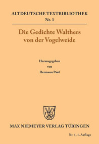 Die Gedichte (German Edition) by Walther von der Vogelweide, Hermann Paul, 9783110482287